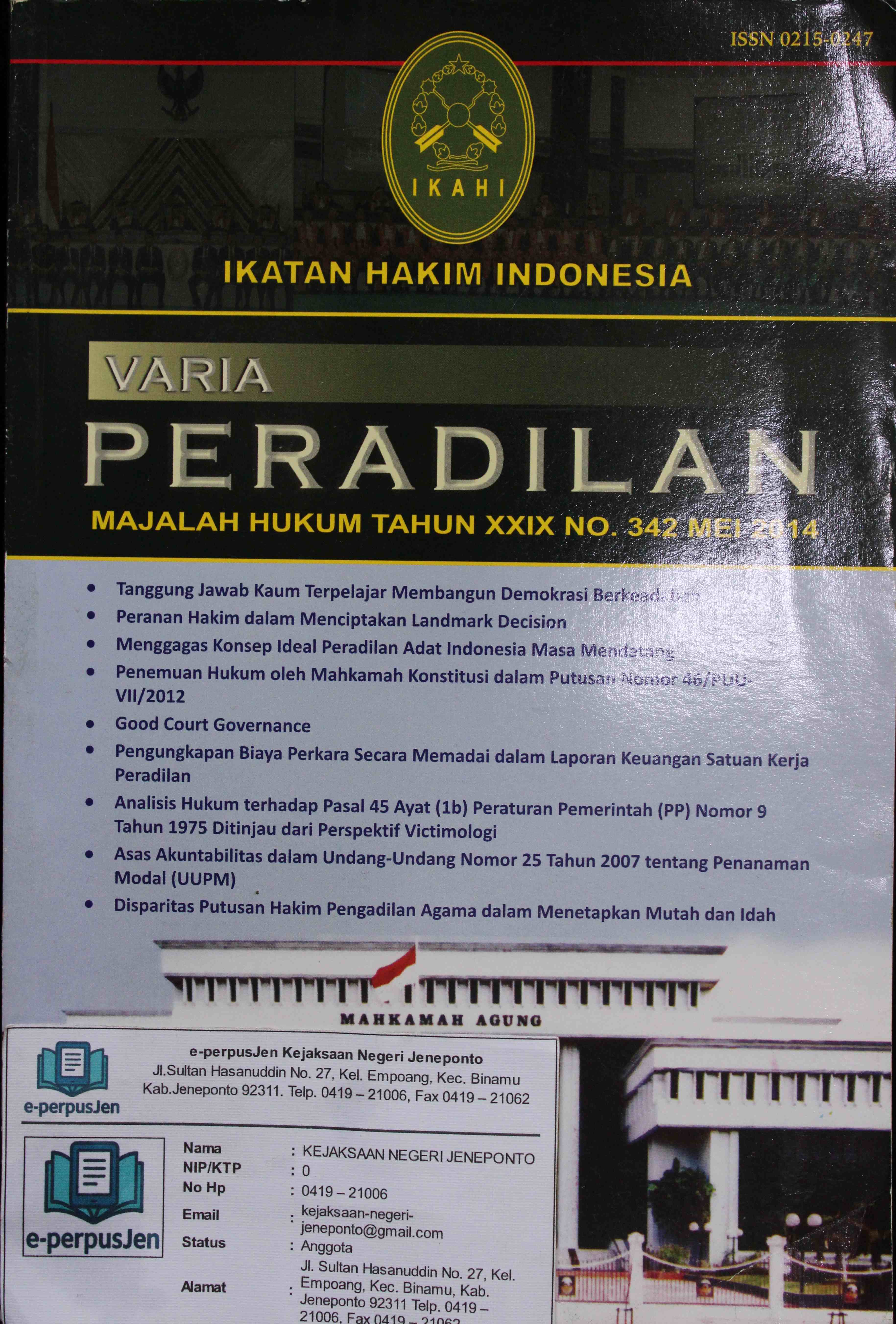 Varia Peradilan Majalah Hukum Tahun XXIX No 342 MEI 2014